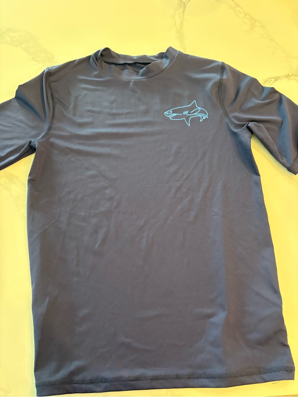Cat & Jack Boys Navy Blue Rash Guard with Light Blue Shark